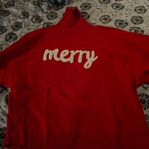Red 'Merry' Turtleneck Sweater